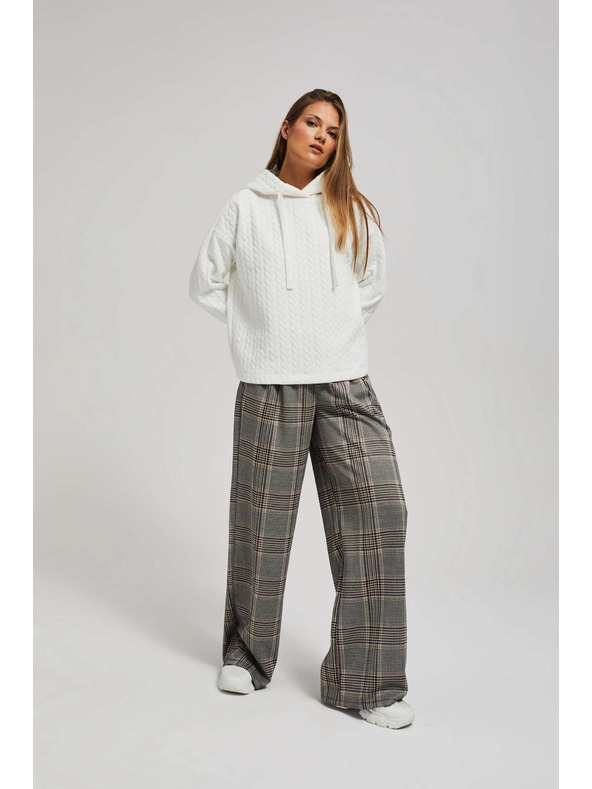 Moodo Суитшърт с качулка и дълги ръкави в перлен цвят Moodo