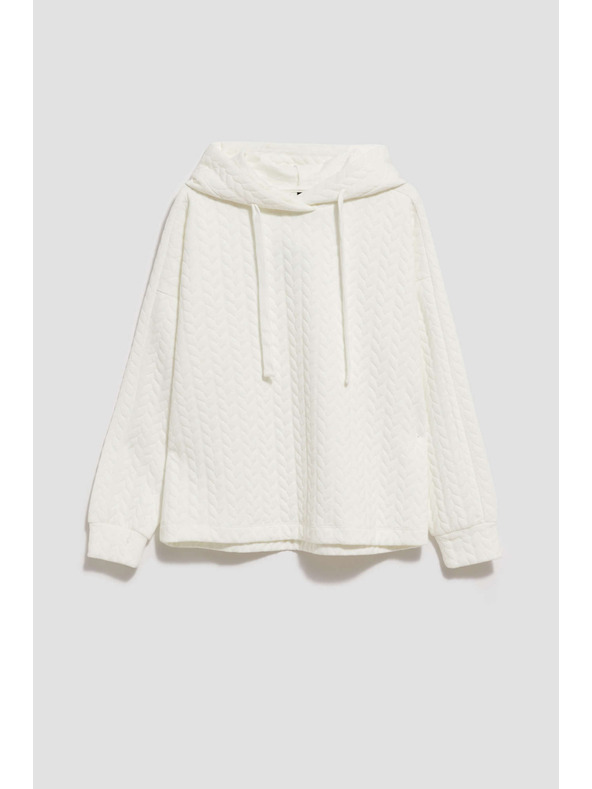 Moodo Суитшърт с качулка и дълги ръкави в перлен цвят Moodo