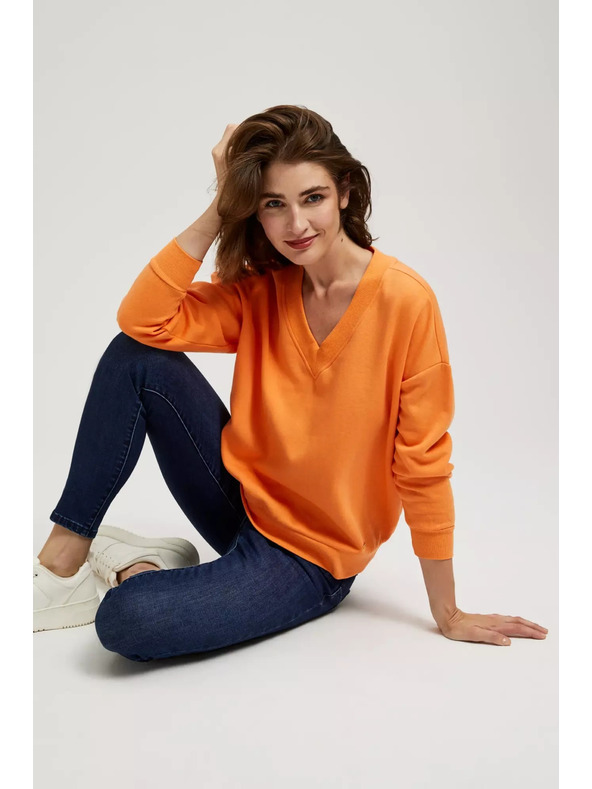 Moodo Блуза с V-образно деколте в оранжево Moodo