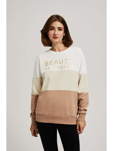 Moodo Пуловер с принт в тъмно бежово Moodo