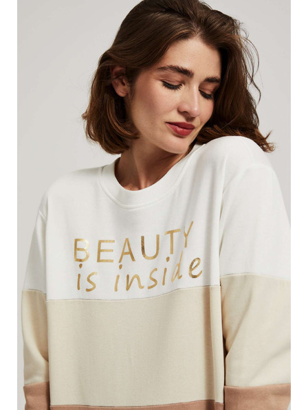 Moodo Пуловер с принт в тъмно бежово Moodo