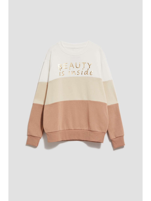 Moodo Пуловер с принт в тъмно бежово Moodo