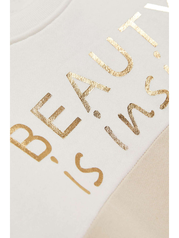 Moodo Пуловер с принт в тъмно бежово Moodo