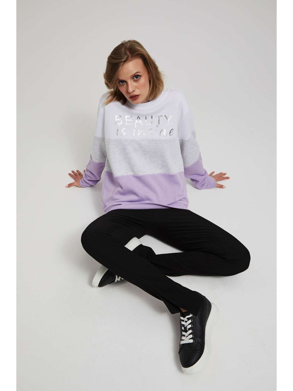 Moodo Суитшърт с принт в лавандулово Moodo