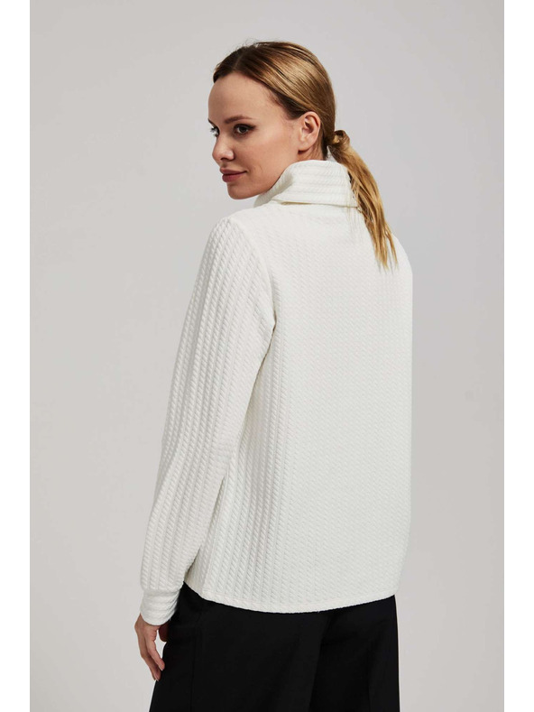 Moodo Суитшърт с широко поло яка в перлен цвят Moodo