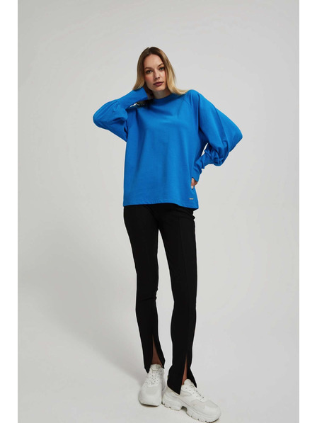 Moodo Блуза с обемни ръкави в азурено синьо Moodo