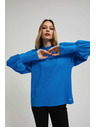 Moodo Блуза с обемни ръкави в азурено синьо Moodo