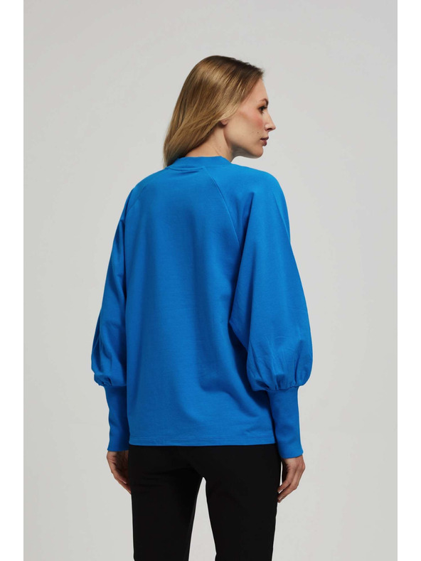 Moodo Блуза с обемни ръкави в азурено синьо Moodo