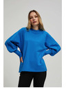 Moodo Блуза с обемни ръкави в азурено синьо Moodo