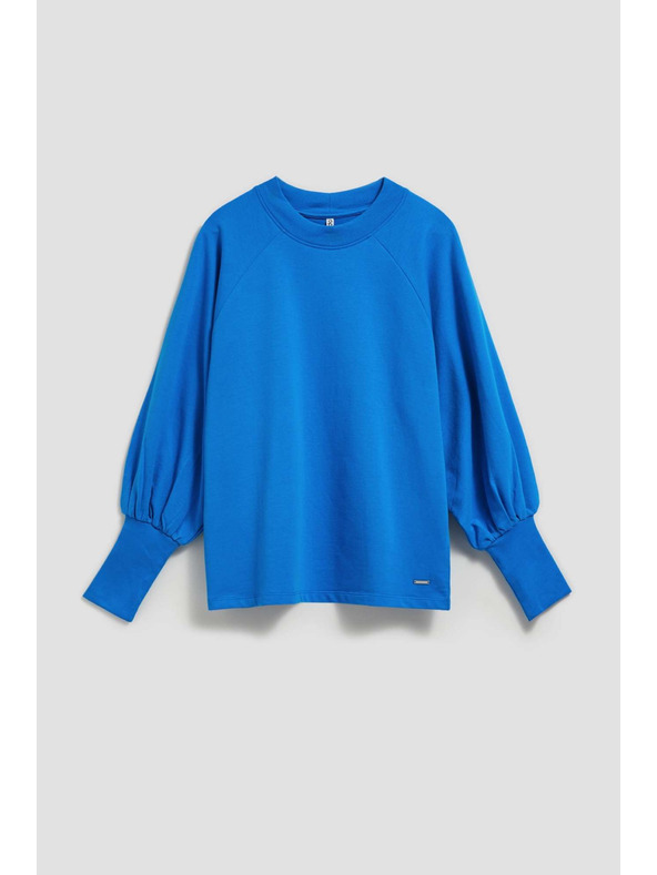 Moodo Блуза с обемни ръкави в азурено синьо Moodo