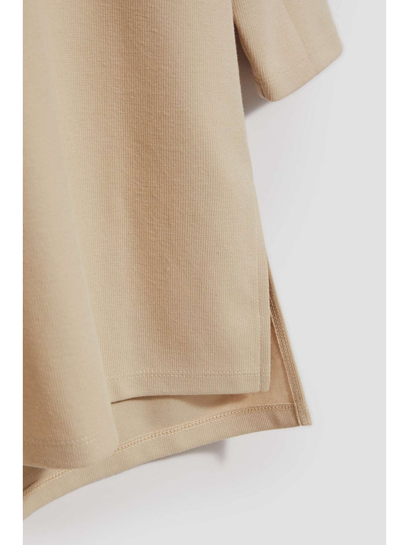 Moodo Суитшърт с широко поло яка в пясъчен цвят Moodo