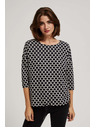 Moodo Бяла и тъмносиня блуза с геометричен десен Moodo