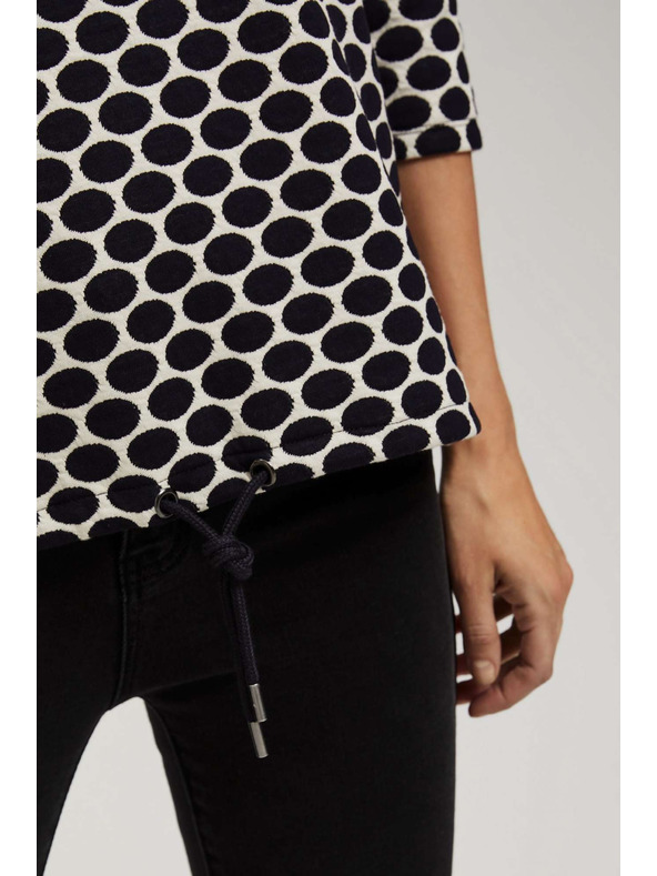 Moodo Бяла и тъмносиня блуза с геометричен десен Moodo