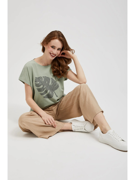 Moodo Блуза с принт в маслинен цвят Moodo