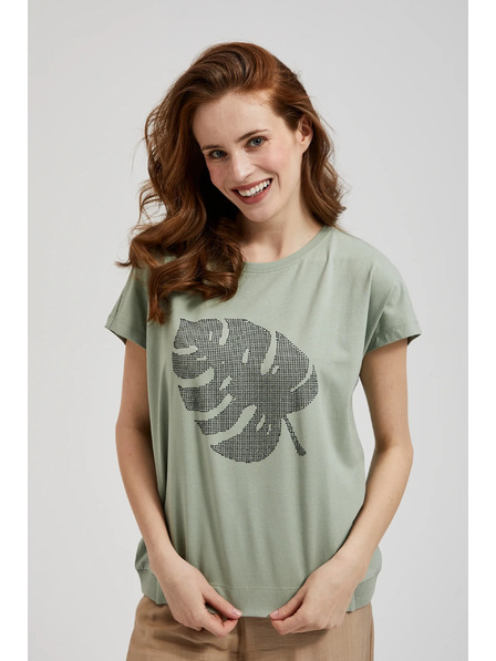 Moodo Блуза с принт в маслинен цвят Moodo