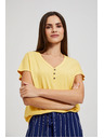 Moodo Жълта тениска с копчета на деколтето Moodo