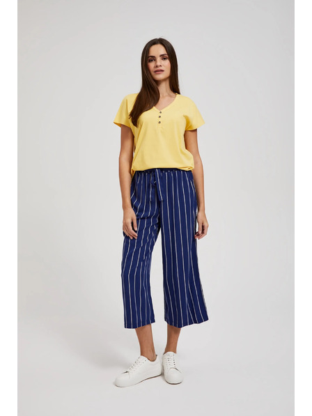 Moodo Жълта тениска с копчета на деколтето Moodo