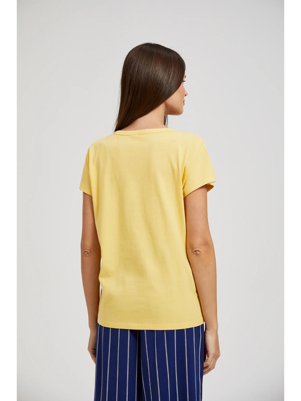Moodo Жълта тениска с копчета на деколтето Moodo