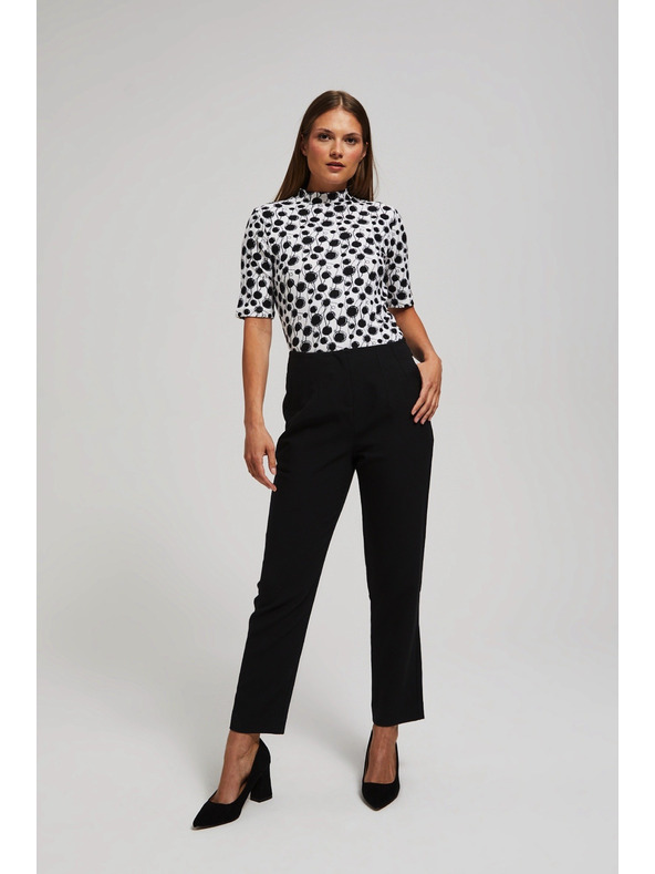 Moodo Щампована блуза с поло яка в перлен цвят Moodo