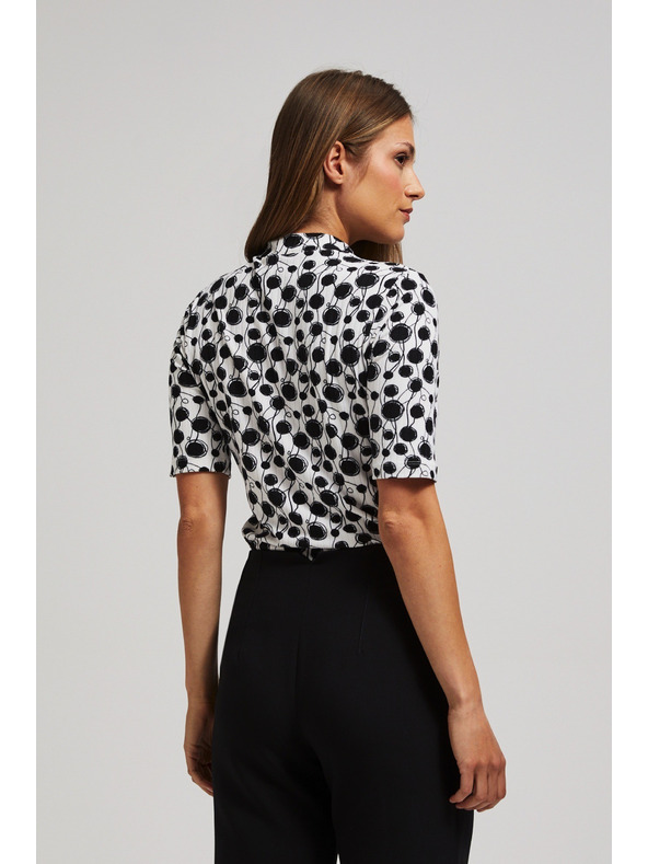 Moodo Щампована блуза с поло яка в перлен цвят Moodo
