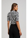 Moodo Щампована блуза с поло яка в перлен цвят Moodo