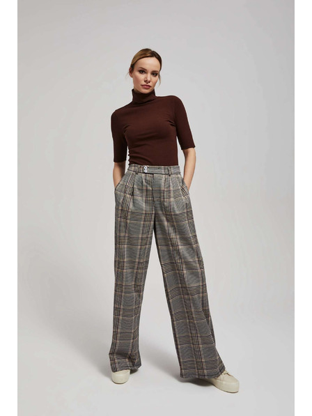 Moodo Ребрена блуза с висока яка кафява Moodo