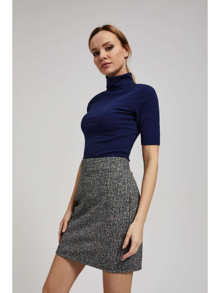 Moodo Ребрена блуза с висока яка тъмносиня Moodo