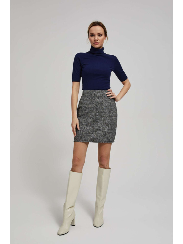 Moodo Ребрена блуза с висока яка тъмносиня Moodo