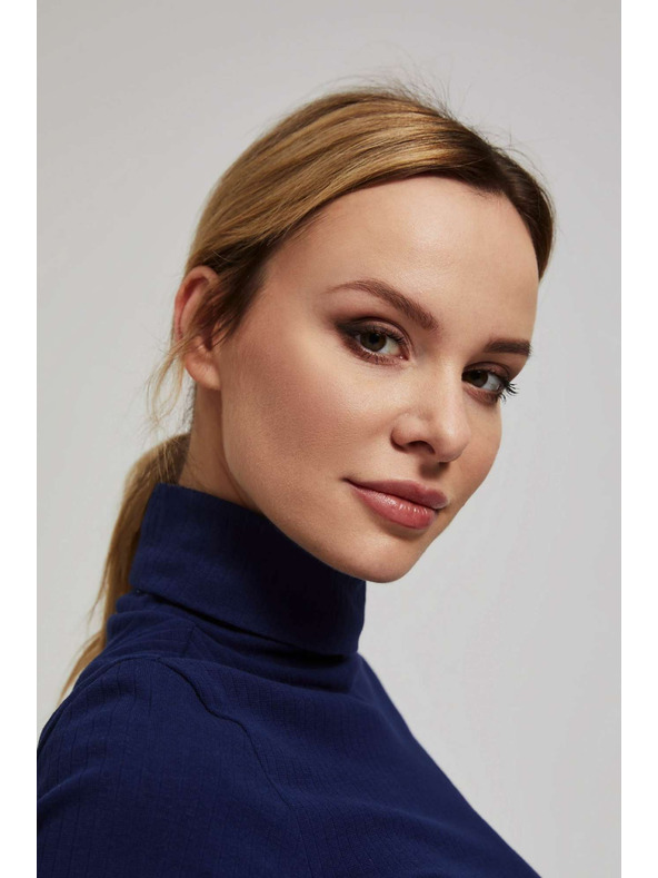 Moodo Ребрена блуза с висока яка тъмносиня Moodo