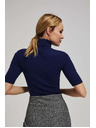 Moodo Ребрена блуза с висока яка тъмносиня Moodo