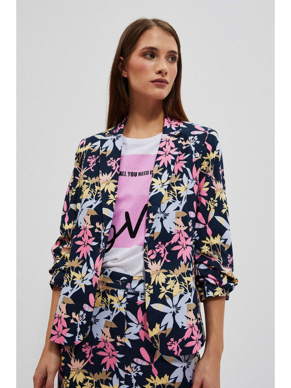 Moodo Едностранно сако с растителен принт Moodo