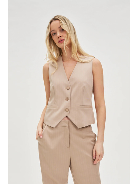 Moodo Жилетка на райета бежова Moodo