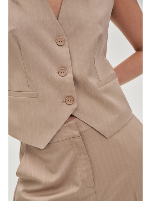 Moodo Жилетка на райета бежова Moodo