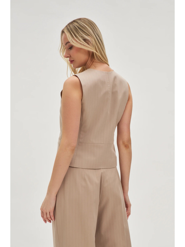 Moodo Жилетка на райета бежова Moodo