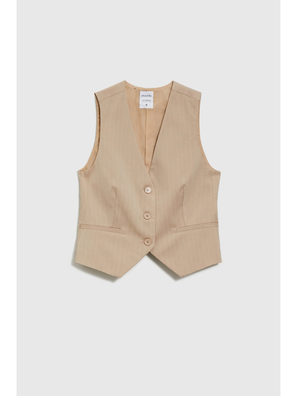 Moodo Жилетка на райета бежова Moodo