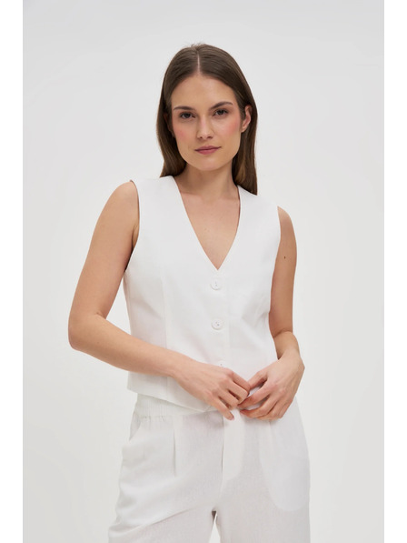 Moodo Жилетка с примес от лен бяла Moodo