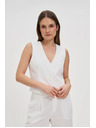 Moodo Жилетка с примес от лен бяла Moodo