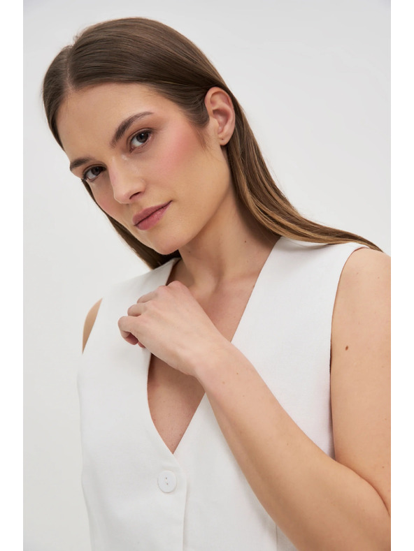 Moodo Жилетка с примес от лен бяла Moodo