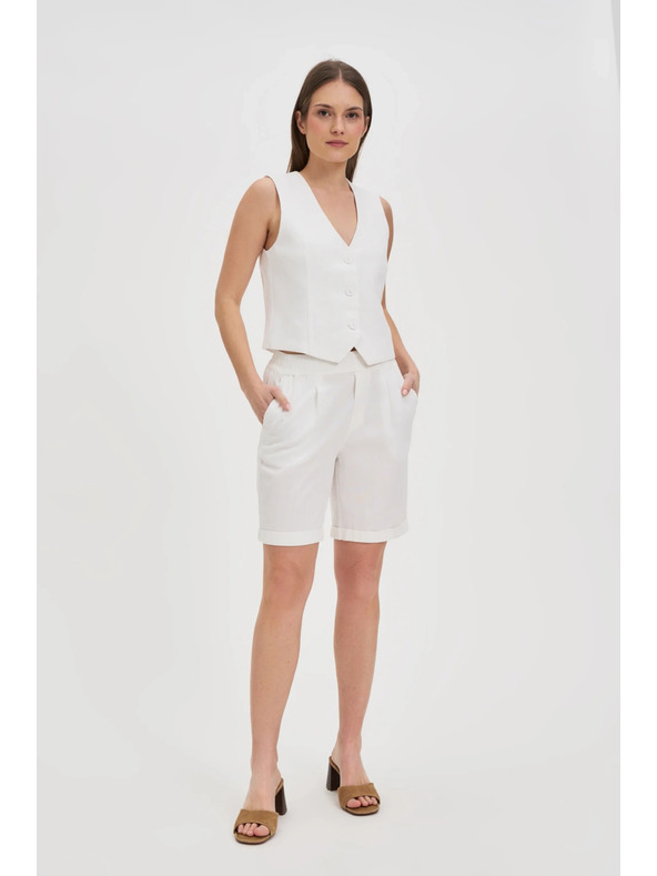 Moodo Жилетка с примес от лен бяла Moodo