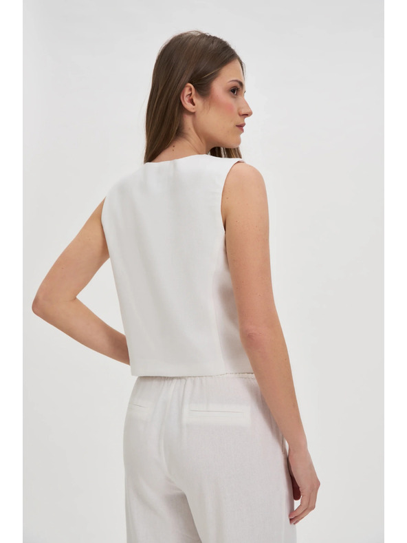 Moodo Жилетка с примес от лен бяла Moodo