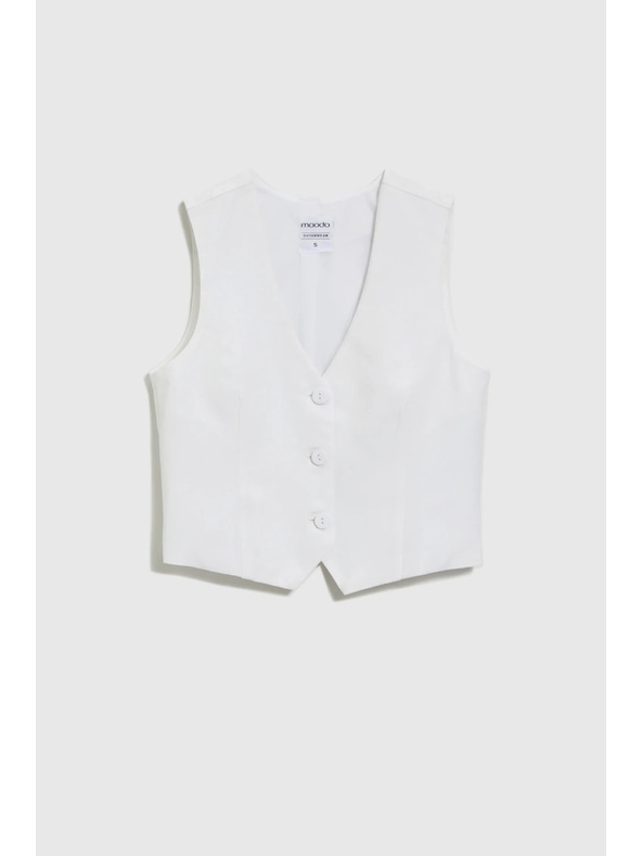 Moodo Жилетка с примес от лен бяла Moodo