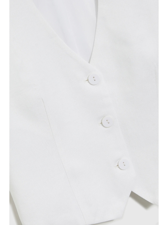 Moodo Жилетка с примес от лен бяла Moodo