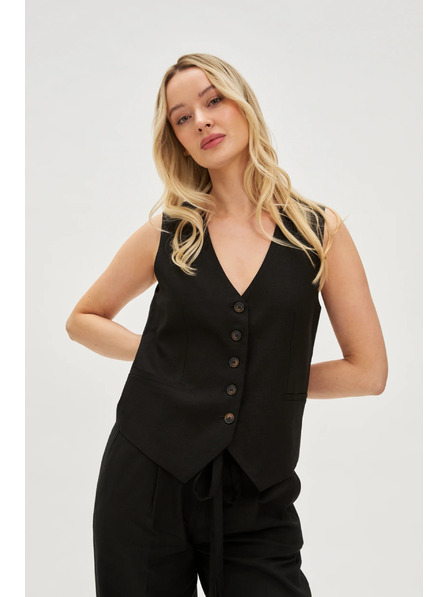 Moodo Жилетка с примес от лен черна Moodo