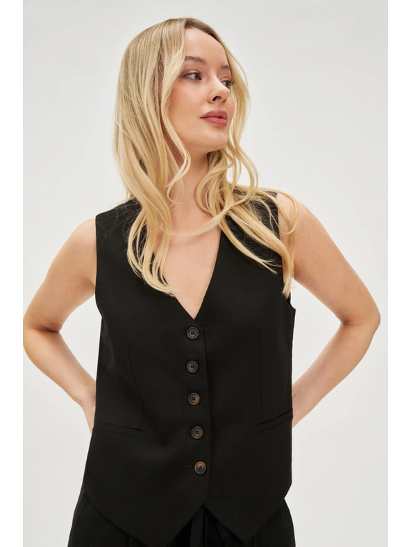 Moodo Жилетка с примес от лен черна Moodo