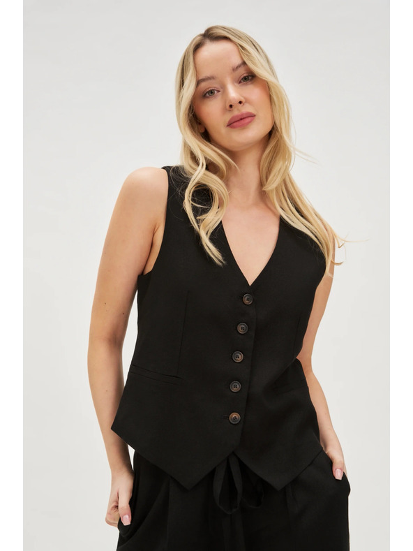 Moodo Жилетка с примес от лен черна Moodo