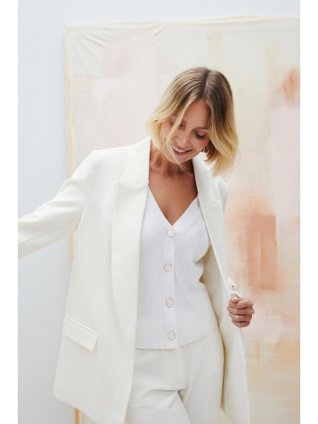 Moodo Елегантно сако бяло с подгънати ръкави Moodo