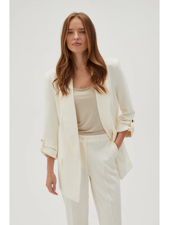 Moodo Елегантно сако бяло с подгънати ръкави Moodo