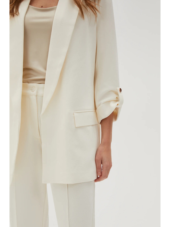 Moodo Елегантно сако бяло с подгънати ръкави Moodo