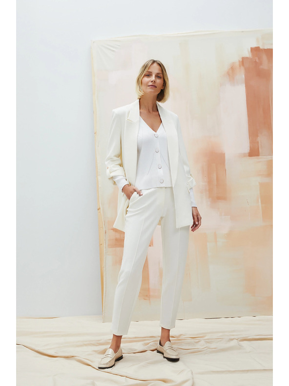 Moodo Елегантно сако бяло с подгънати ръкави Moodo