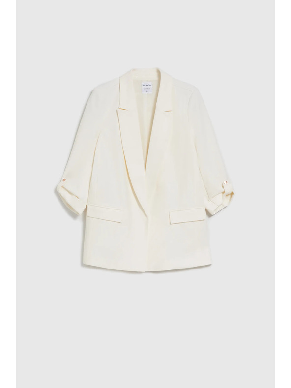 Moodo Елегантно сако бяло с подгънати ръкави Moodo